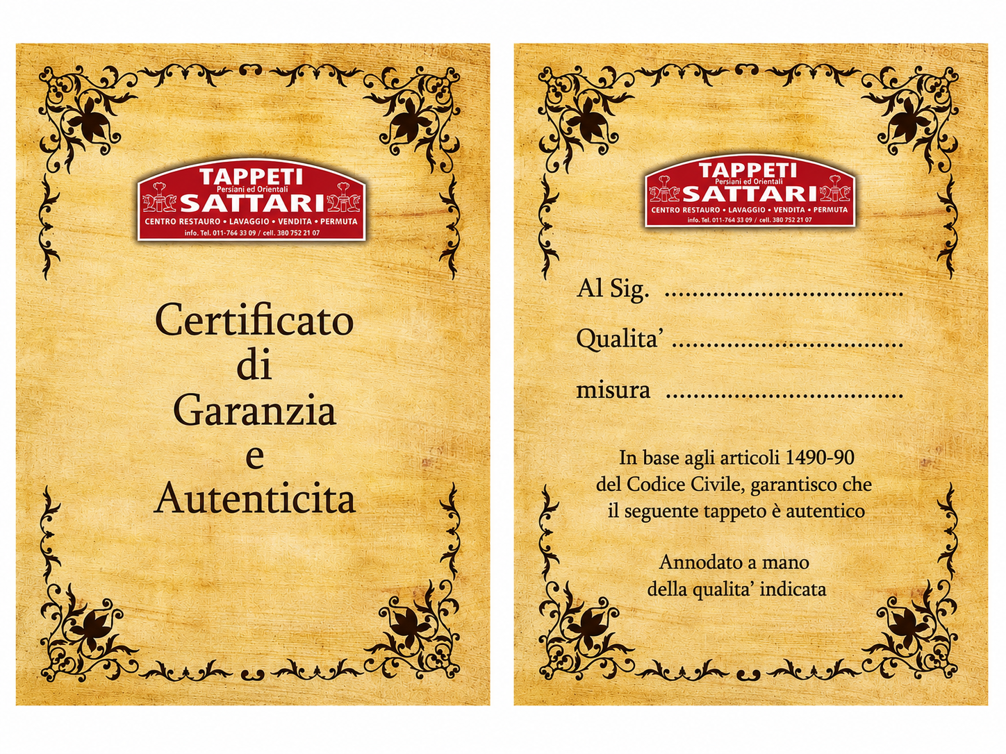 Certificato di autenticità